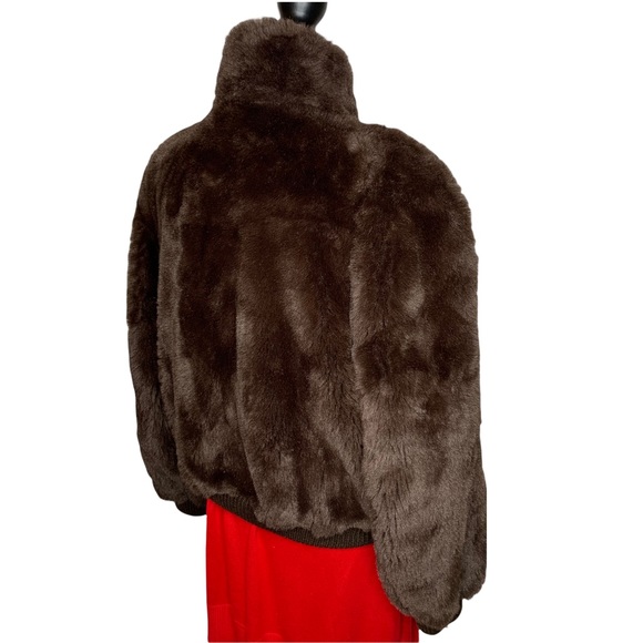 VTG Avec Tu Faux Fur Borg Textile Short Waist Brown Teddy Bear Coat ILGWU USA L - Picture 6 of 16